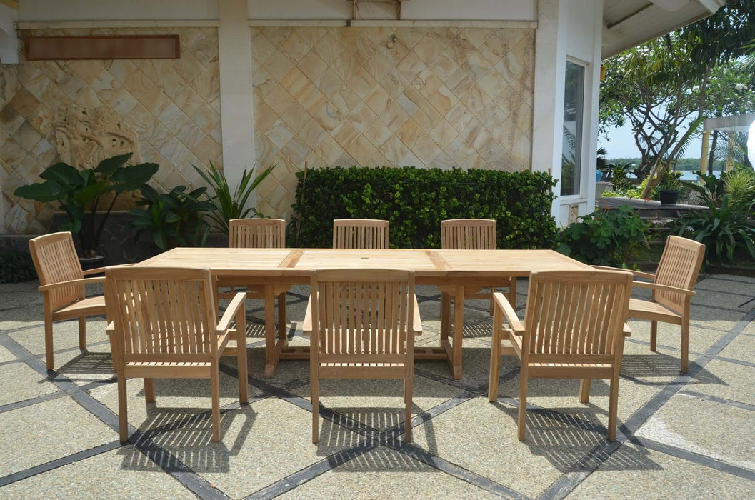 Anderson Teak Bahama Stackable Sahara 9-Piece Rectangular Dining Set A : Set-77