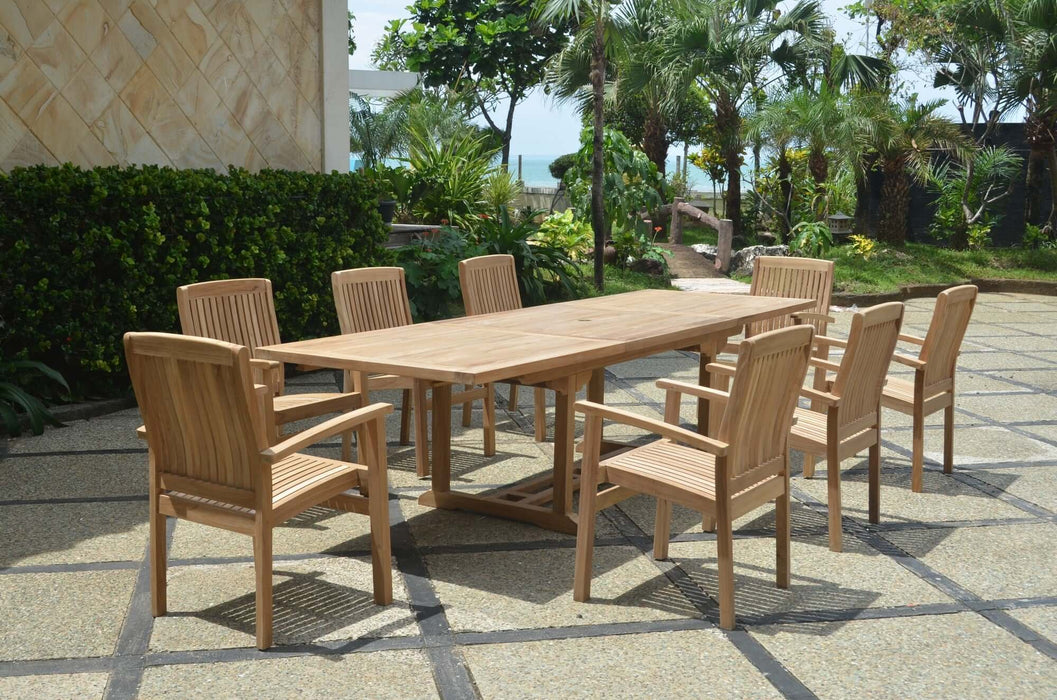 Anderson Teak Bahama Stackable Sahara 9-Piece Rectangular Dining Set A : Set-77