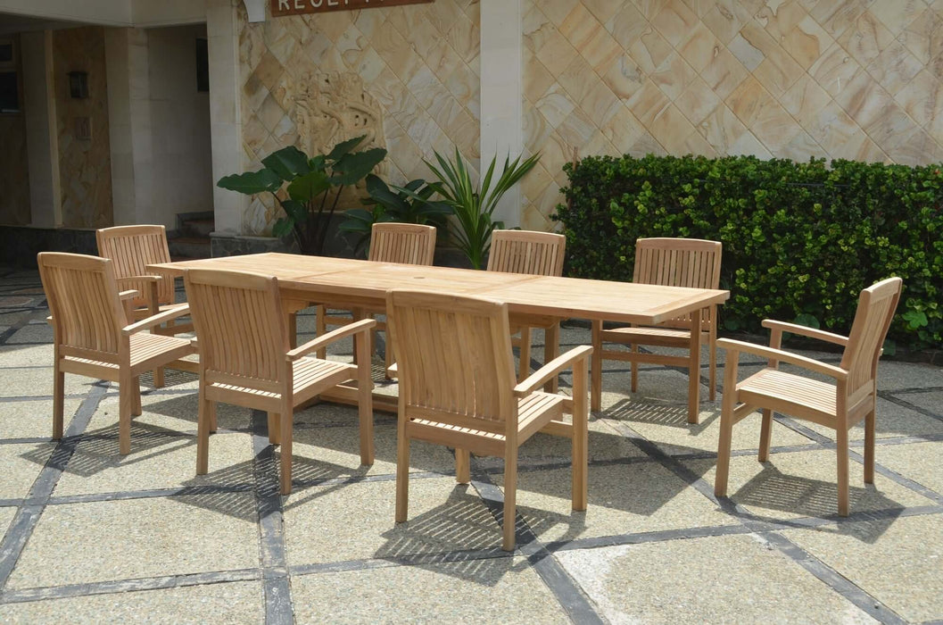 Anderson Teak Bahama Stackable Sahara 9-Piece Rectangular Dining Set A : Set-77