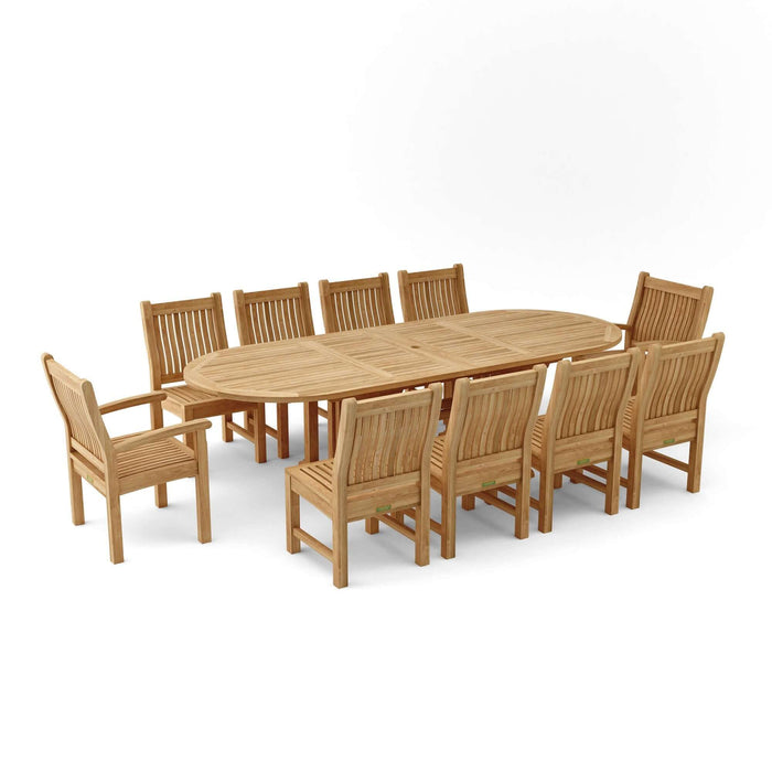 Anderson Teak Sahara Dining Side Chair 11-Piece Oval Dining Set : Set-78
