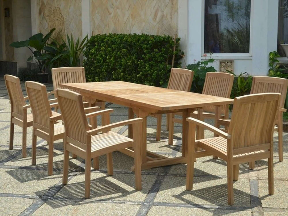 Anderson Teak Bahama Stackable Sahara 9-Piece Rectangular Dining Set B : Set-80