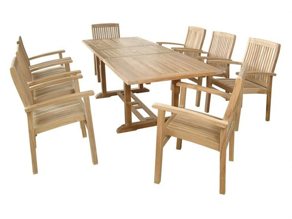 Anderson Teak Bahama Stackable Sahara 9-Piece Rectangular Dining Set B : Set-80
