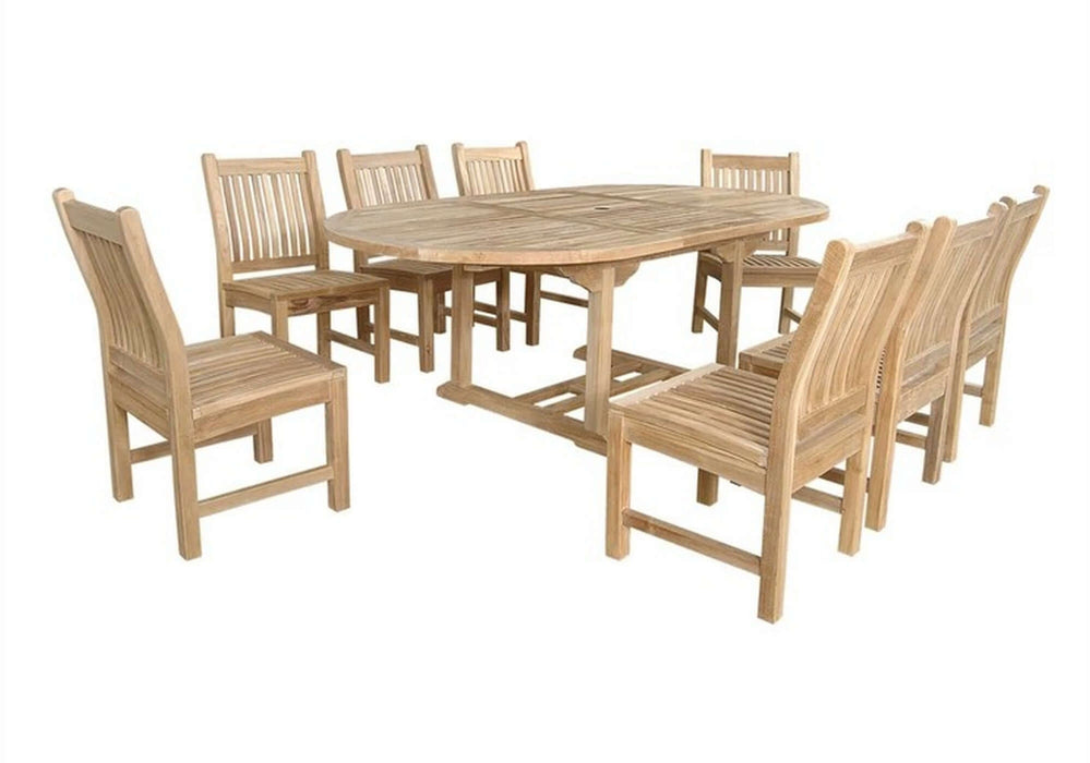 Anderson Teak Bahama Sahara 9-Piece 87" Oval Dining Set : Set-85