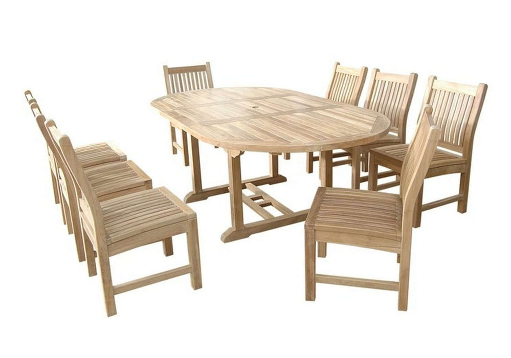 Anderson Teak Bahama Sahara 9-Piece 87" Oval Dining Set : Set-85