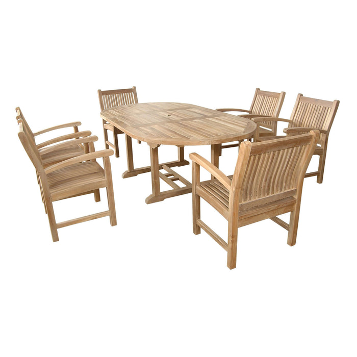 Anderson Teak Bahama Sahara Armchair 7-Piece 87" Oval Dining Set : Set-86