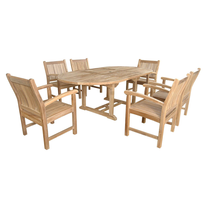 Anderson Teak Bahama Sahara Armchair 7-Piece 87" Oval Dining Set : Set-86