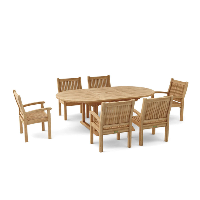 Anderson Teak Bahama Sahara Armchair 7-Piece 87" Oval Dining Set : Set-86