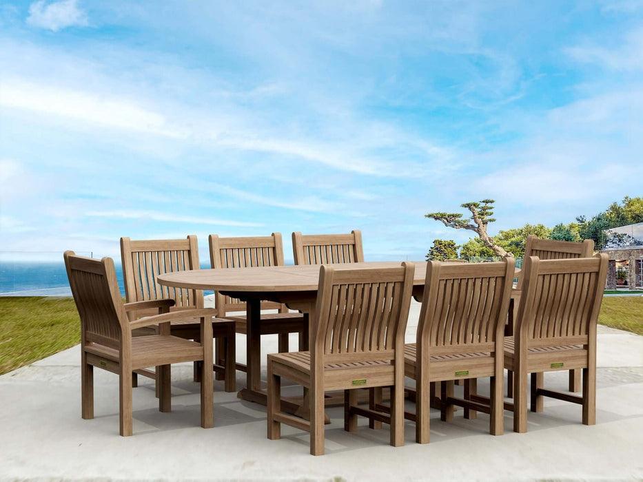 Anderson Teak Bahama Sahara Side Chair 9-Piece 87" Oval Dining Set : Set-87
