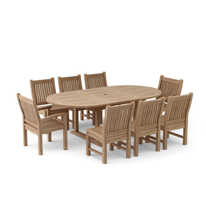 Anderson Teak Bahama Sahara Side Chair 9-Piece 87" Oval Dining Set : Set-87