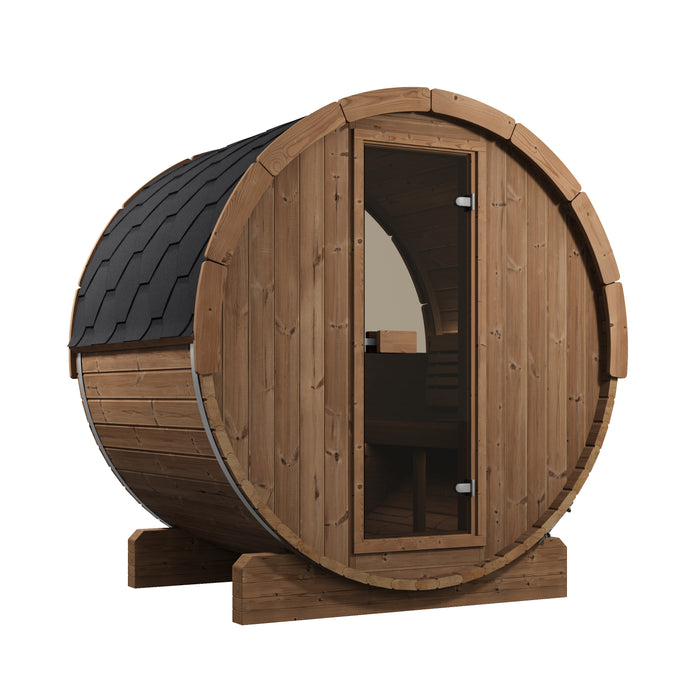 SaunaLife E6W Ergo Series Outdoor Barrel Sauna Kit with Rear Window