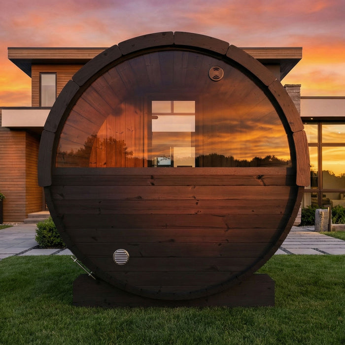 SaunaLife E6W Ergo Series Outdoor Barrel Sauna Kit with Rear Window