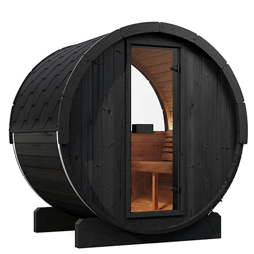 SaunaLife E6W Ergo Series Outdoor Barrel Sauna Kit with Rear Window