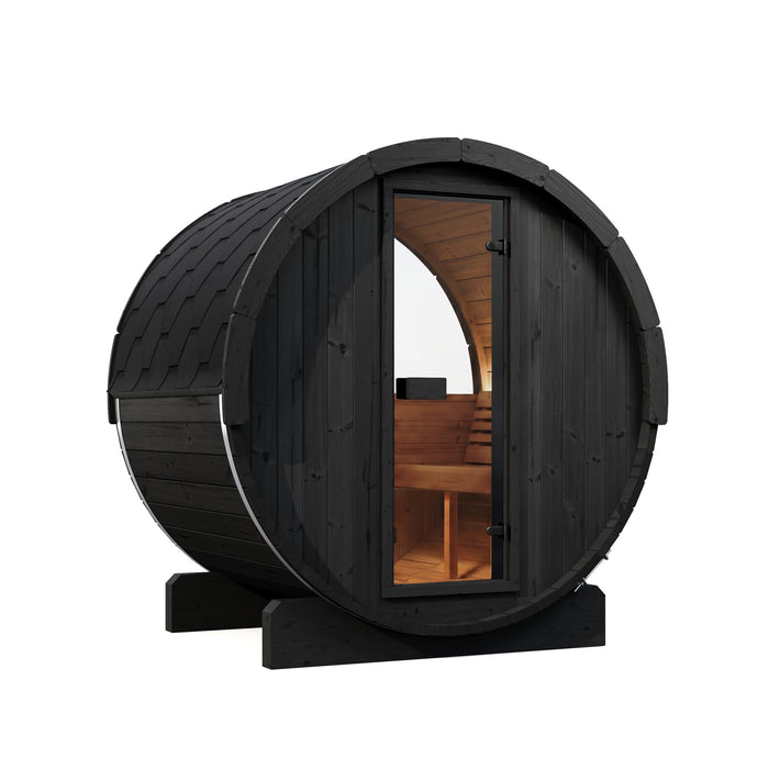 SaunaLife E6W Ergo Series Outdoor Barrel Sauna Kit with Rear Window