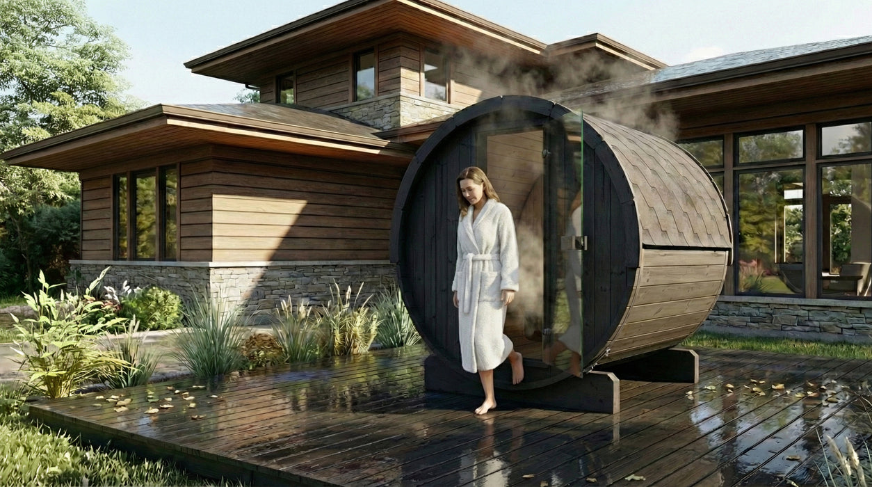 SaunaLife E7 Ergo Series Outdoor Barrel Sauna Kit