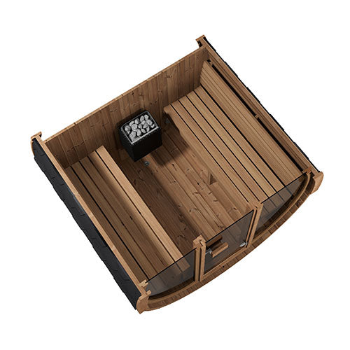 SaunaLife E7G Ergo Series Outdoor Barrel Sauna Kit with Glass Front