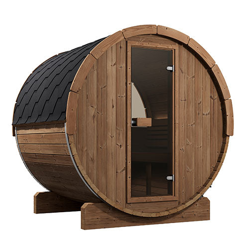 SaunaLife E7W Ergo Series Outdoor Barrel Sauna Kit with Rear Window