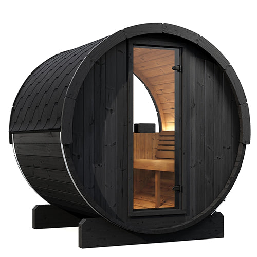 SaunaLife E7W Ergo Series Outdoor Barrel Sauna Kit with Rear Window