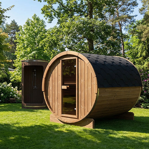 SaunaLife E8 Ergo Series Outdoor Barrel Sauna Kit