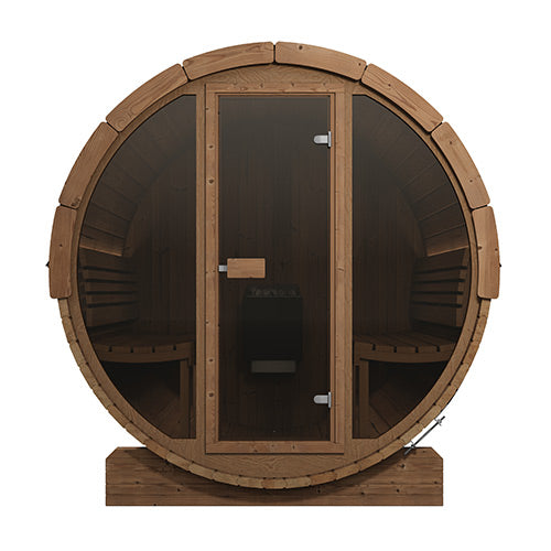 SaunaLife E8G Ergo Series Outdoor Barrel Sauna Kit with Glass Front