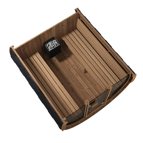 SaunaLife E8G Ergo Series Outdoor Barrel Sauna Kit with Glass Front