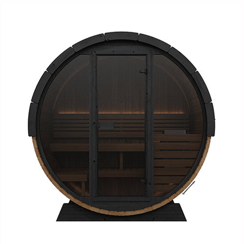 SaunaLife EE6G Ergo Elegance Outdoor Barrel Sauna Kit with Glass Front