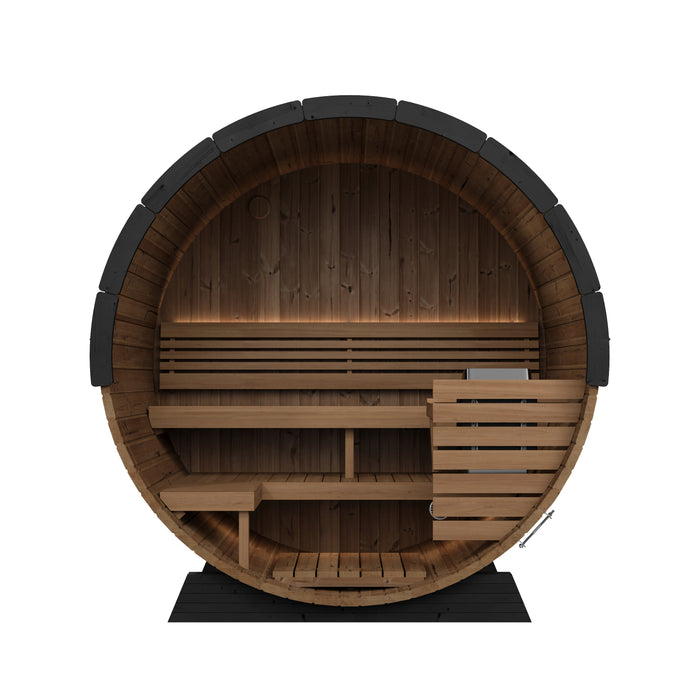 SaunaLife EE6G Ergo Elegance Outdoor Barrel Sauna Kit with Glass Front