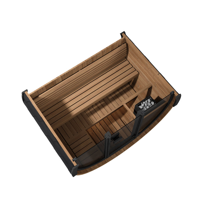 SaunaLife EE6G Ergo Elegance Outdoor Barrel Sauna Kit with Glass Front