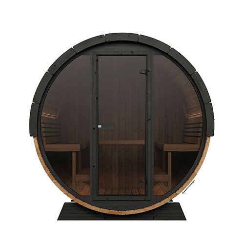 SaunaLife EE8G Ergo Elegance Outdoor Barrel Sauna Kit with Glass Front