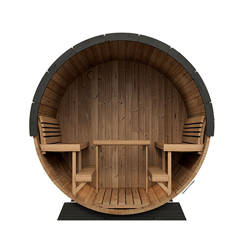 SaunaLife EE8G Ergo Elegance Outdoor Barrel Sauna Kit with Glass Front