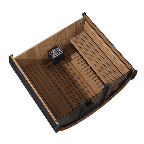 SaunaLife EE8G Ergo Elegance Outdoor Barrel Sauna Kit with Glass Front