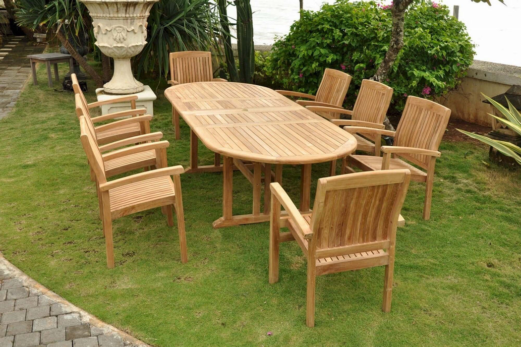 Anderson Teak Sahara Stackable 9-Piece Oval Dining Set : Set-75