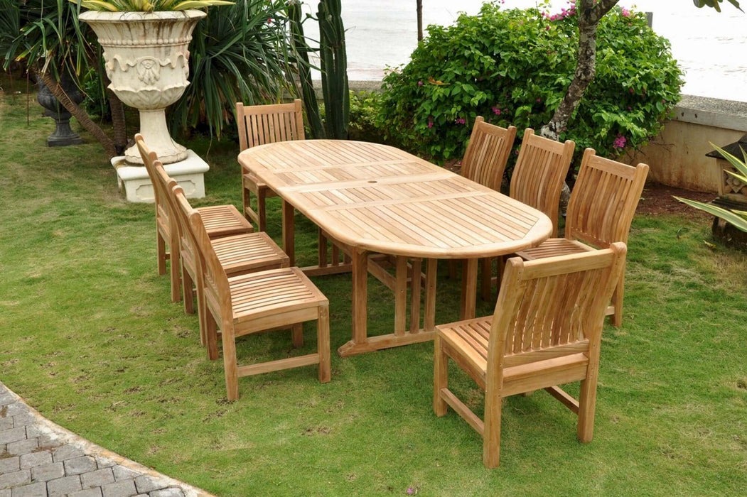Anderson Teak Sahara Dining Side Chair 9-Piece Oval Dining Set : Set-76