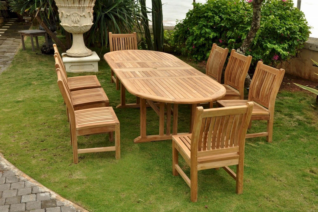 Anderson Teak Sahara Dining Side Chair 9-Piece Oval Dining Set : Set-76