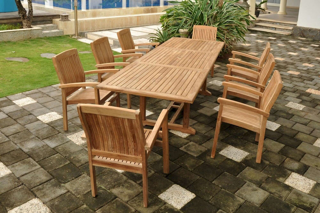 Anderson Teak Bahama Stackable Sahara 9-Piece Rectangular Dining Set A : Set-77