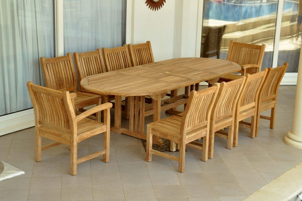 Anderson Teak Sahara Dining Side Chair 11-Piece Oval Dining Set : Set-78
