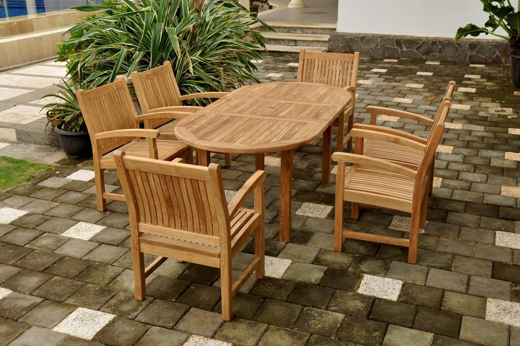 Anderson Teak Bahama Sahara 7-Piece 78" Oval Dining Set : Set-83