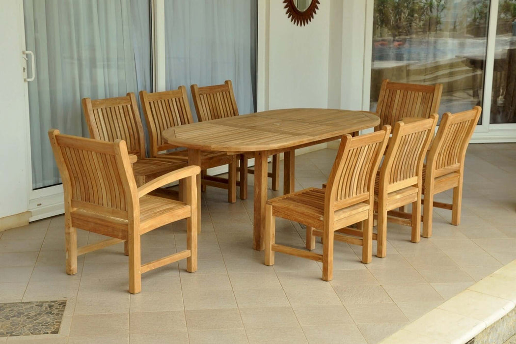 Anderson Teak Bahama Sahara 9-Piece 78" Oval Dining Set : Set-84