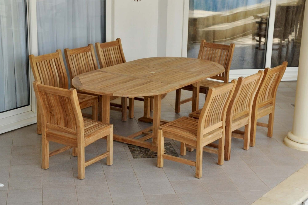 Anderson Teak Bahama Sahara 9-Piece 87" Oval Dining Set : Set-85