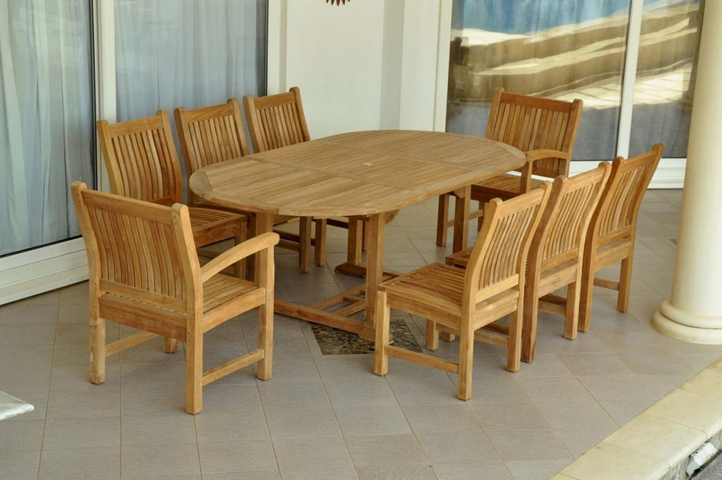 Anderson Teak Bahama Sahara Side Chair 9-Piece 87" Oval Dining Set : Set-87
