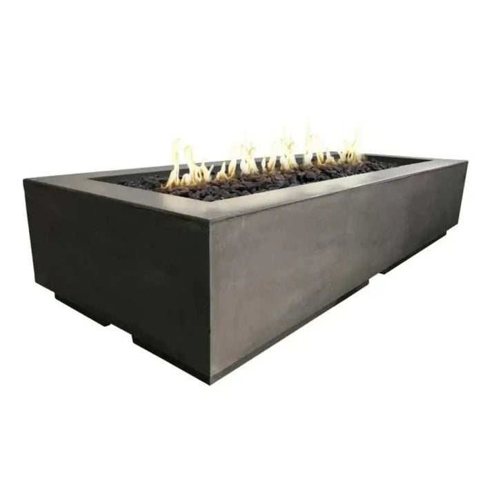 rectangular firepit with flames on a white background