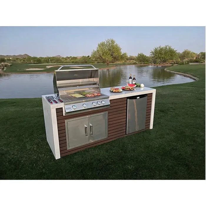 Kokomo Grills Classic Shiplap Outdoor Kitchen KoKoMo Grill with Waterfall Edge