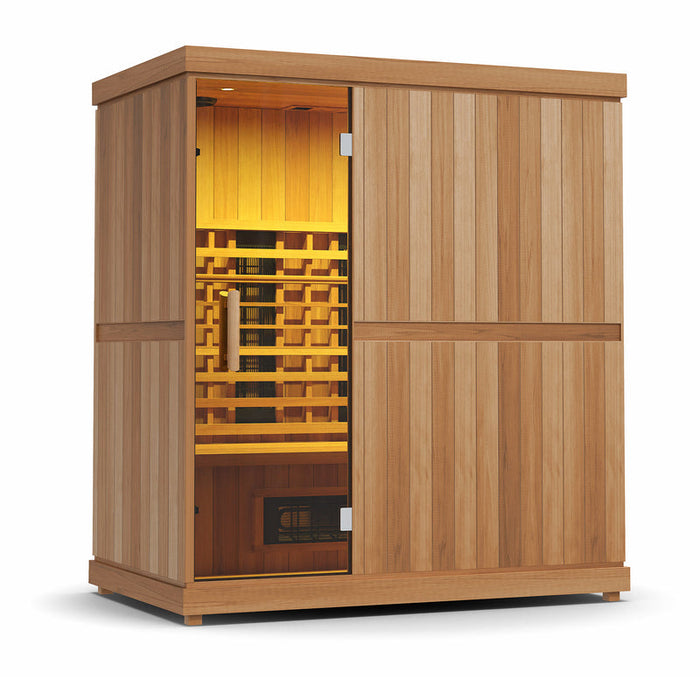 Finnmark FD-3 sauna with warm chromotherapy lighting