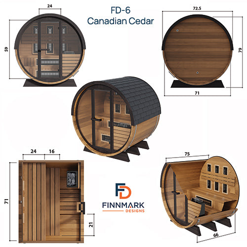Finnmark FD-6 barrel sauna dimensions