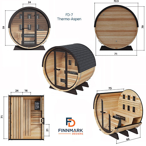 Finnmark FD-7 barrel sauna dimensions