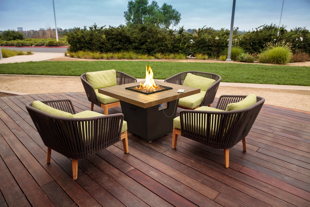 American Fyre Designs Reclaimed Wood Cosmopolitan Square Fire Table - lifestyle view