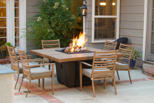 American Fyre Designs Reclaimed Wood Cosmopolitan Square Dining Fire Table - lifestyle view