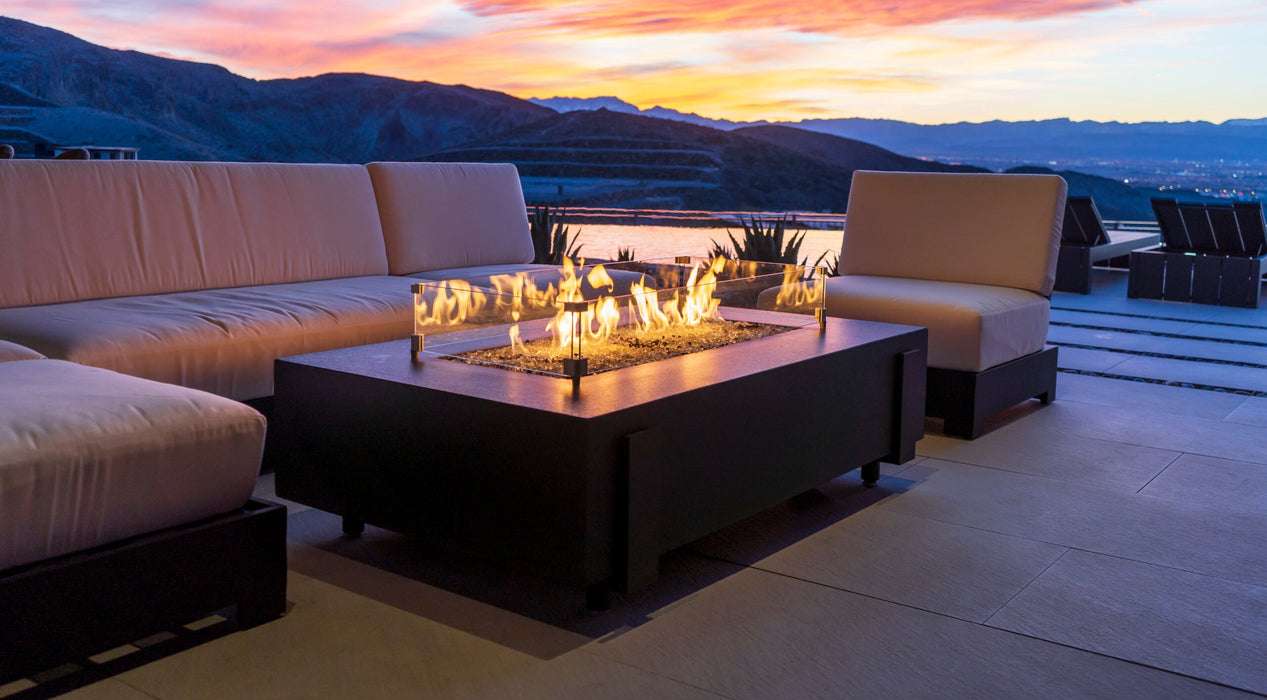 American Fyre Designs Iron Saddle Fire Table - lifestyle view