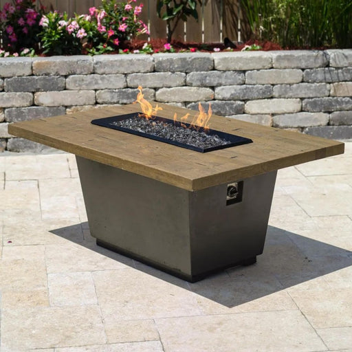 American Fyre Designs Reclaimed Wood Contempo Rectangle Fire Table - lifestyle view