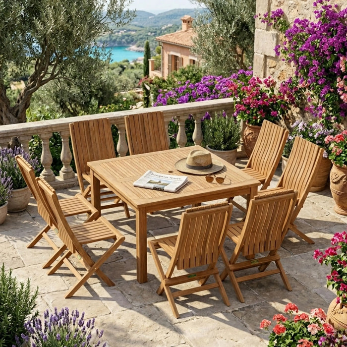 Anderson Teak Windsor Comfort Chair 7-Pieces Folding Dining Set : Set-105A