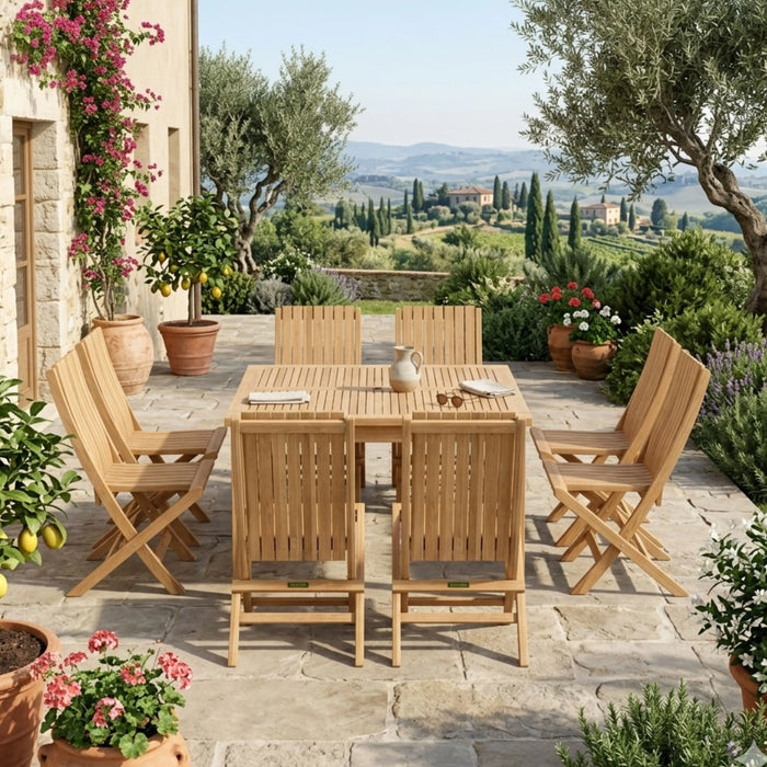 Anderson Teak Windsor Comfort Chair 7-Pieces Folding Dining Set : Set-105A
